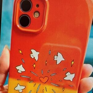 Case-Mate Orange and Yellow Phone Case with Heart and Bird Design